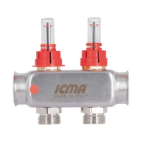 Колектор з витратомірами (нерж.) 1"х2 Icma № К073 - 3 фото