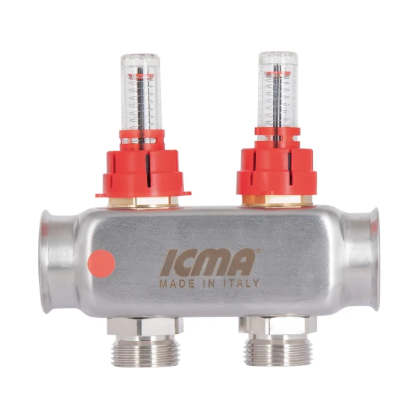 Колектор з витратомірами (нерж.) 1"х2 Icma № К073 - 3 фото