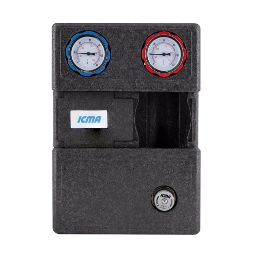 Насосна група Icma з ручним регулюванням та термостатичним змішувачем праве підключення 1 1/2"x3/4" №R004