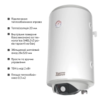 Водонагреватель электрический комбинированный Thermo Alliance вертикальный 80 л. т.о. 0,24 кв.м правый, мокрый ТЭН 2,0 кВт (CWH 8044 4S R) - 3 фото