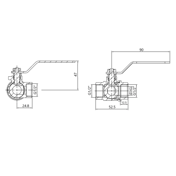 Thermo Alliance Standart Кран шаровой трехходовой 1/2"ВВВ SD310W15 - 1 фото