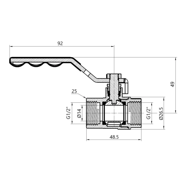 Кран кульовий Thermo Alliance Base 1/2" ВР для газу (важіль) SD600G15 - 1 фото