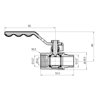 Кран кульовий Thermo Alliance Base 1/2" ВЗ для газу (важіль) SD605G15 - 1 фото