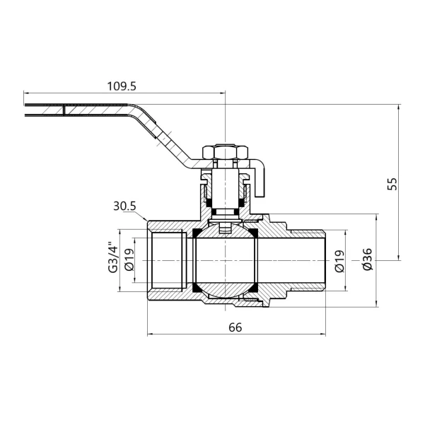 Кран шаровой Thermo Alliance Forte 3/4" ВН для воды (ручка) SF605W20 - 1 фото