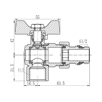 Кран кульовий "Американка" Thermo Alliance Forte 1/2" з антипротіканням кутовий SF223W15 - 1 фото