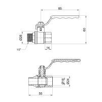 Кран шаровой Thermo Alliance Standart 1/2" ВН для воды (рычаг) SD605NW15PN40 - 1 фото