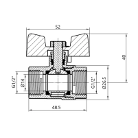 Кран кульовий Thermo Alliance Standart 1/2" ВР для газу (метелик) SD602NG15PN40 - 1 фото