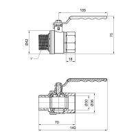 Кран кульовий Thermo Alliance Standart 1" ВЗ для газу (важіль) SD605NG25PN40 - 1 фото