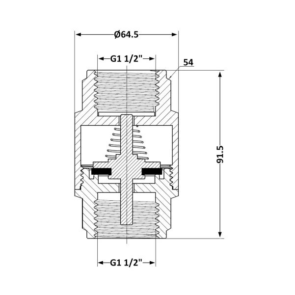Обратный клапан с латунным штоком Thermo Alliance Forte 1 1/2"ВВ никель TAF240W40 - 1 фото