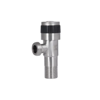 Кран угловой Thermo Alliance Standart 1/2"НН нерж., с керам. буксой TAS345W1515SS