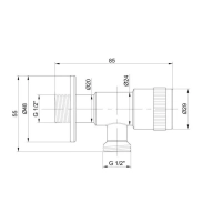 Кран угловой Thermo Alliance Standart 1/2"НН нерж., с керам. буксой TAS347W1515SS - 1 фото