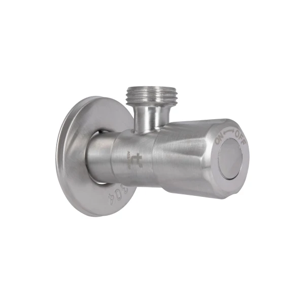 Кран угловой Thermo Alliance Standart 1/2"НН нерж., с керам. буксой TAS347W1515SS - 5 фото