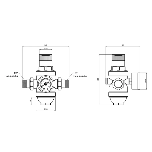 Фільтр самопромивний Thermo Alliance Forte 1/2 "з редуктором SF128W15 - 1 фото