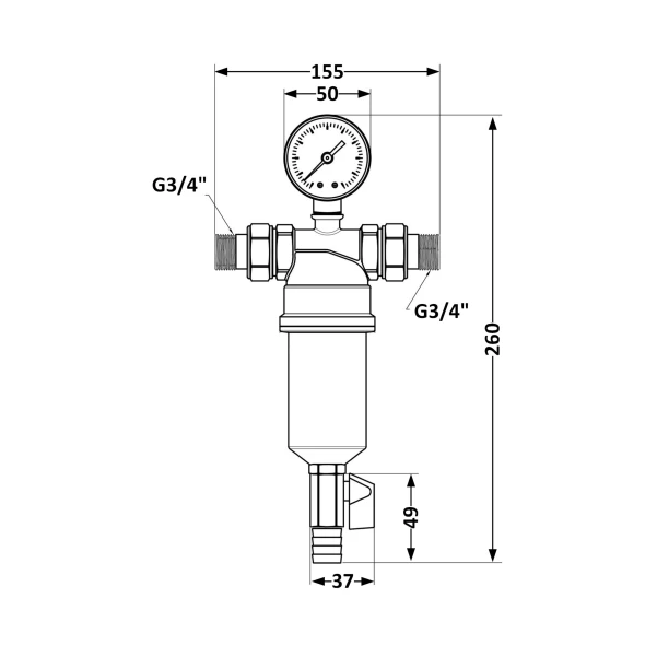 Фильтр самопромывной Thermo Alliance Standart 3/4" тонкой очистки, пластиковая колба TAS128W20 - 1 фото