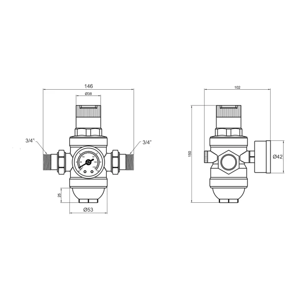 Фильтр самопромывной Thermo Alliance Forte 3/4" с редуктором для холодной воды SF128W20 - 1 фото