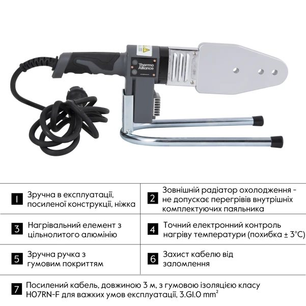 Паяльник для пластиковых труб Thermo Alliance STD-103 Ø20-63 (автоматический 800W) - 3 фото