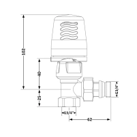 Кран радиаторный термостатический Icma 3/4"ВН угловой №764+940 82764AE06940 - 1 фото