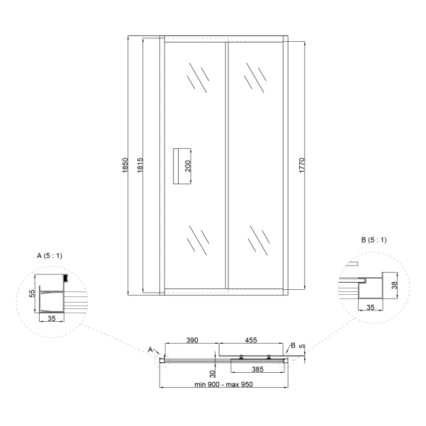Душевая дверь в нишу Lidz Aria SD90x185.CRM.FR, стекло Frost 5 мм - 1 фото