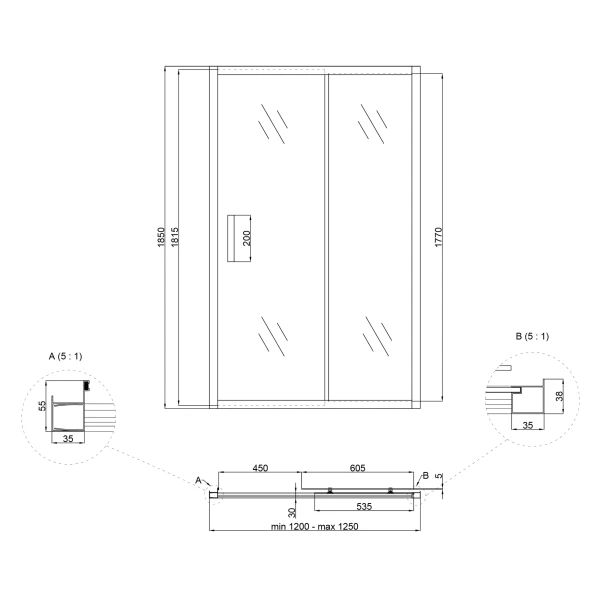 Душевая дверь в нишу Lidz Aria SD120x185.CRM.FR, стекло Frost 5 мм - 1 фото