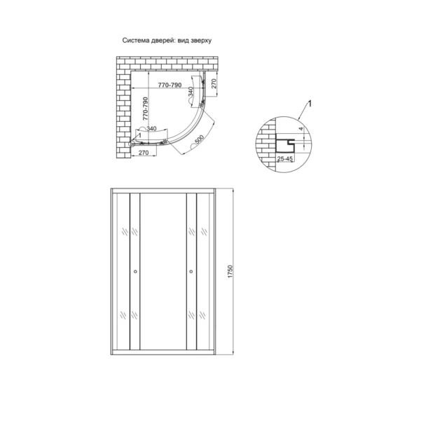 Душевая кабина Lidz Latwa SC80x80.SAT.MID.GR, стекло тонированное 4 мм без поддона - 1 фото
