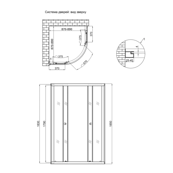 Душевая кабина Lidz Latwa SC90x90.SAT.LOW.GR, стекло тонированное 4 мм без поддона - 1 фото
