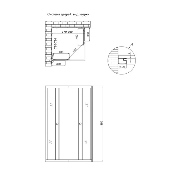 Душевая кабина Lidz Wawel SC80x80.SAT.LOW.GR, стекло тонированное 4 мм без поддона - 1 фото