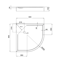 Lidz Душовий піддон KAPIELKA ST80x80x14 низький, напівкруглий, діаметр зливу 52 мм - 1 фото