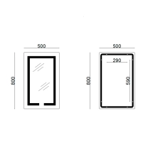 Зеркало Lidz Kubis 500х800 с LED-подсветкой Touch, с антизапотеванием, с диммером, рег. яркости LD78LF9365080 - 1 фото