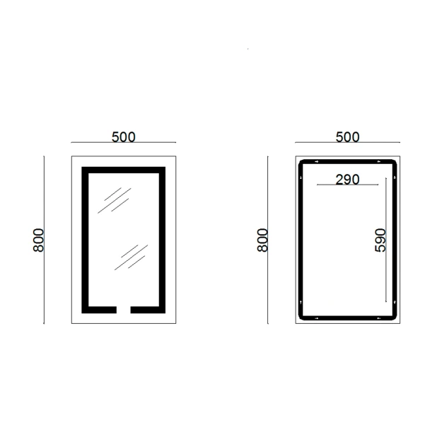 Зеркало Lidz Kubis 500х800 с LED-подсветкой Touch, с антизапотеванием, с диммером, рег. яркости LD78LF9365080 - 1 фото
