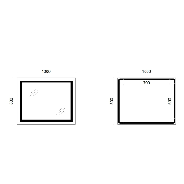 Зеркало Lidz Kubis 1000х800 с LED-подсветкой Touch, с антизапотеванием, с диммером, рег. яркости LD78LF61410080 - 1 фото