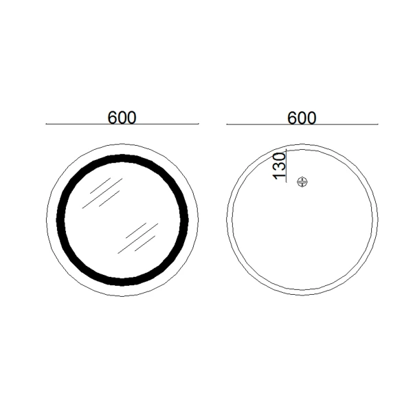 Зеркало Lidz Aria R600 с LED-подсветкой Touch, с антизапотеванием, с диммером, рег. яркости LD78LR600 - 1 фото