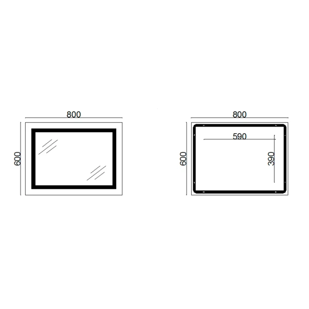 Зеркало Lidz Kubis 800х600 с LED-подсветкой Touch, с антизапотеванием, с диммером, рег. яркости LD78LF9047400 - 1 фото