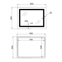 Зеркало Lidz Kubis (KU2) 800х600 с LED-подсветкой Touch, с антизапотеванием, с диммером, рег. яркости LD78LF9048060 - 1 фото