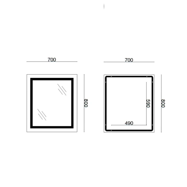 Дзеркало Lidz Kubis 700х800 з LED-підсвічуванням Touch, з антизапотіванням, з димером, рег. яскравості LD78LF9048070 - 1 фото