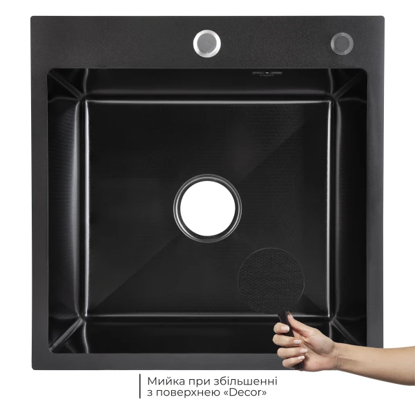 Lidz Handmade H5050HB Мойка для кухни интегрированная Decor Black PVD Honeycomb 2,5/0,5 мм LDH5050BDECPVD48369 - 2 фото