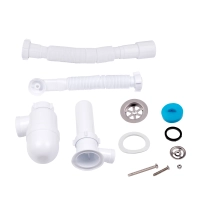 Сифон для кухонной мойки Lidz (WHI) 60 08 E004 00 с круглым переливом (выход 50 мм) - 2 фото