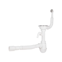 Сифон для кухонной мойки Lidz (WHI) 60 08 E001 01 ECO с круглым переливом (выход 50 мм)