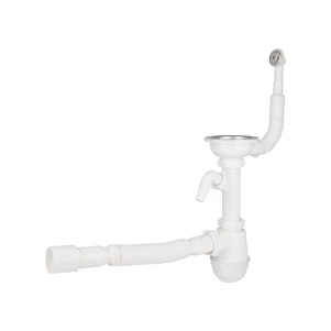 Сифон для кухонної мийки Lidz (WHI) 60 08 E001 01 ECO з круглим переливом (вихід 50 мм)