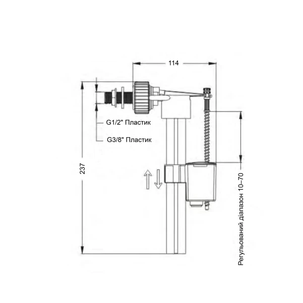 Клапан Lidz LT03 бічної подачі 1/2 та 3/8 - 1 фото