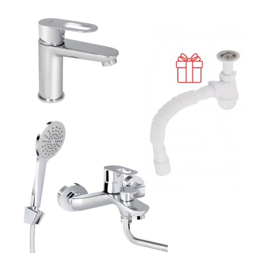 Комплект для Ванної Latwa: Змішувач для раковини LDLAT001CRM45412 + Змішувач для ванноі LDLAT006CRM45414