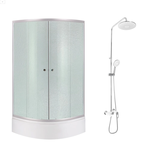 Комплект для душевої Latwa: Душева кабіна LLSC9090SATMIDFR2SET+Душева система на 3 споживача LDLAT1030WHI45427