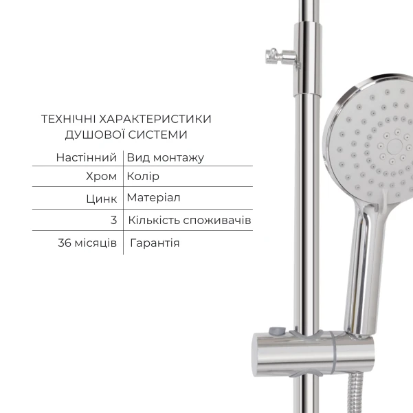 Комплект для душевої Latwa: Душева кабіна LLSC9090SATMIDGR2SET+Душева система на 3 споживача LDLAT1030CRM45417 - 6 фото