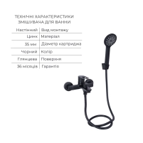 Комплект для Ванной Latwa: Смеситель для раковины LDLAT001BLA45418 + Смеситель для ванной LDLAT006BLA45419 - 4 фото
