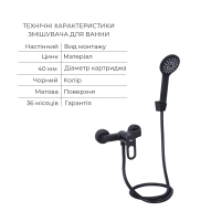 Комплект для Ванной Latwa: Смеситель для раковины LDLAT001BLA45418 + Смеситель для душевой кабины LDLAT010BLA45421 - 4 фото