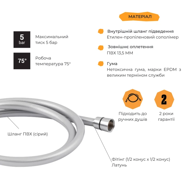 Шланг Lidz Niagara 09 1,5 м LDNIA09CRM35458 Chrome - 2 фото