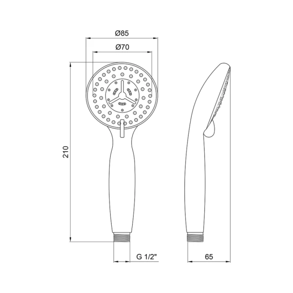 Лійка для ручного душу Лейки Lidz Niagara 04 85 мм округла LDNIA04CRM22033 Chrome - 1 фото