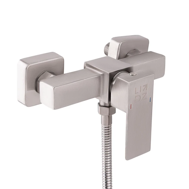 Змішувач для душу Lidz Kubis 010 (з душовим гарнітуром) (k35) LDKUB010NKS28535 Nickel - 2 фото