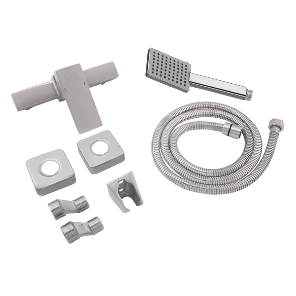 Змішувач для душу Lidz Kubis 010 (з душовим гарнітуром) (k35) LDKUB010NKS28535 Nickel - 4 фото