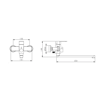 Смеситель для ванны Lidz Luna 005 (c душевым гарнитуром) (k35) LDLUN005NKS46093 Nickel - 1 фото