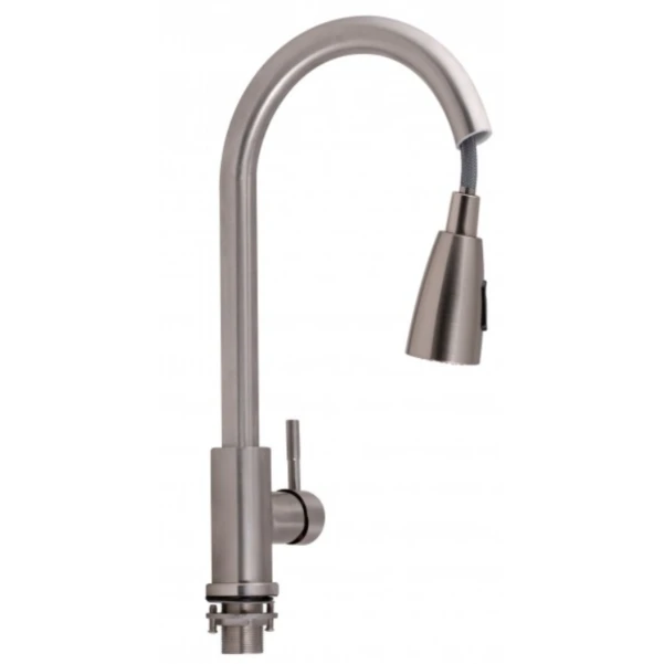 Смеситель для кухни Lidz Aria 015FL с выдвижным изливом (k35) LDARI015FLNKS34945 Nickel - 2 фото